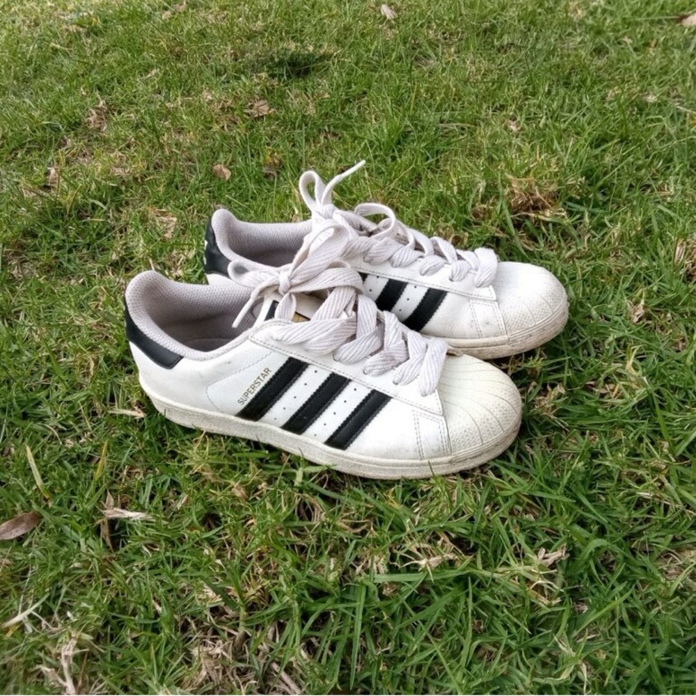 adidas Kids White Sneakers with Black Stripes